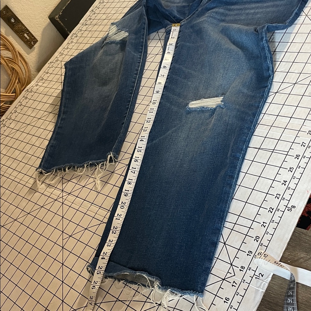 Chicos high rise straight leg crop jeans, size 16r, raw hem and some distressing - Picture 7 of 7